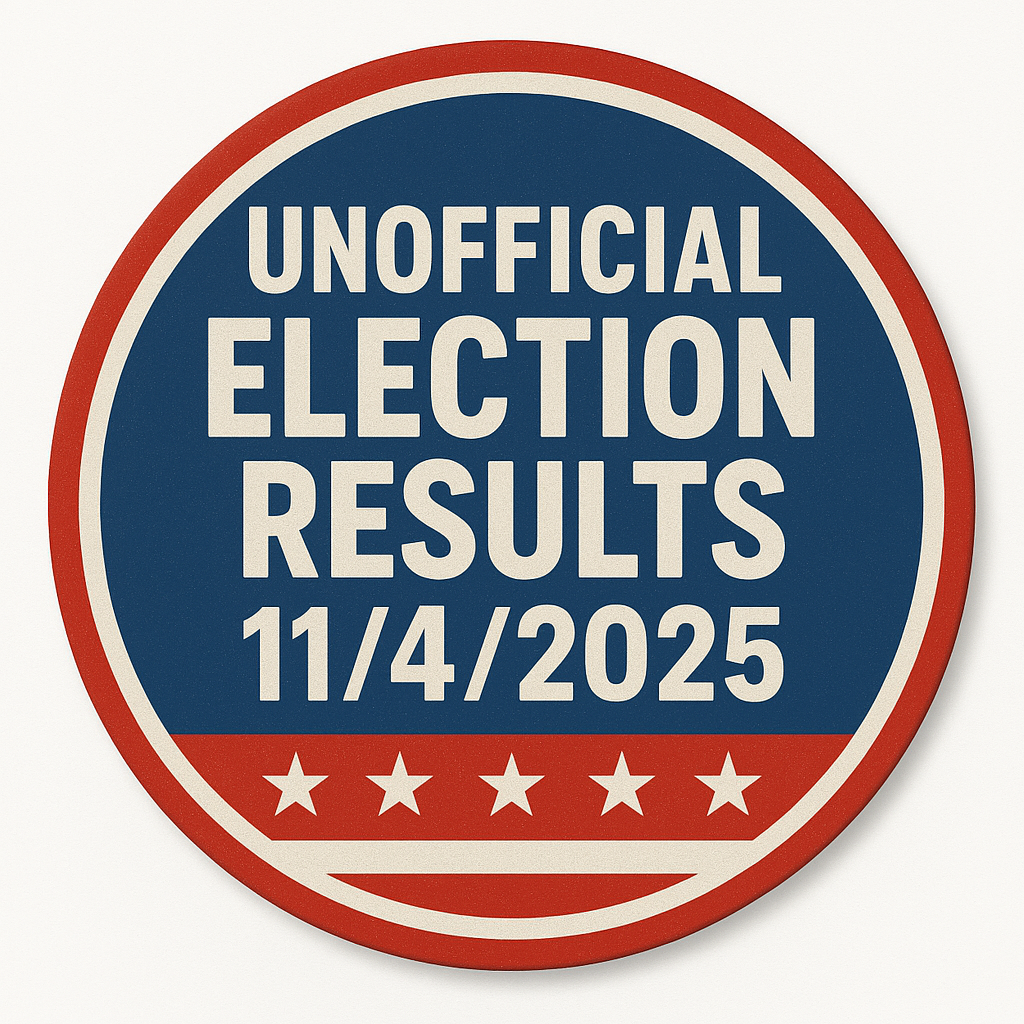 Unofficial Election Results November 4, 2025